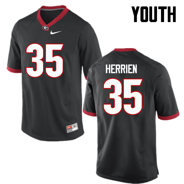 Youth Georgia Bulldogs #35 Brian Herrien College Football Jerseys-Black